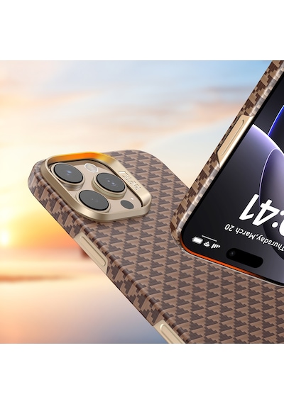 Apple iPhone Uyumlu 16 Pro Kılıf M-safe Şarj Özellikli Raptic Aramid Skin Origin Serisi Kapak Kahverengi
