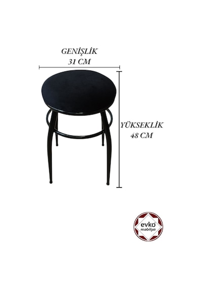 Evko Mobilya Tabure, Bar Taburesi, 2'li Tabure, Siyah Ayaklı-siyahbf