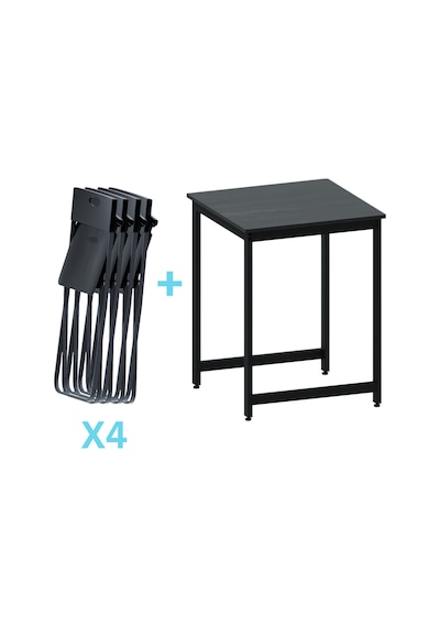 Balkon Bahçe Mutfak 5'li Bistro Set Masa Sandalye Takımı Siyah Balkon Bahçe Mutfak 5'li Bistro Set Masa Sandalye Takımı Siyah