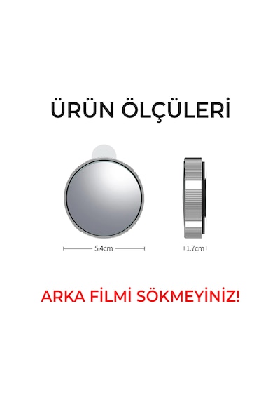 Vantuzlu Oto Kör Nokta Aynası Ayarlanabilir Tak-çıkar Dönerli Prizmatik 360 Derece Krom Çerçeveli