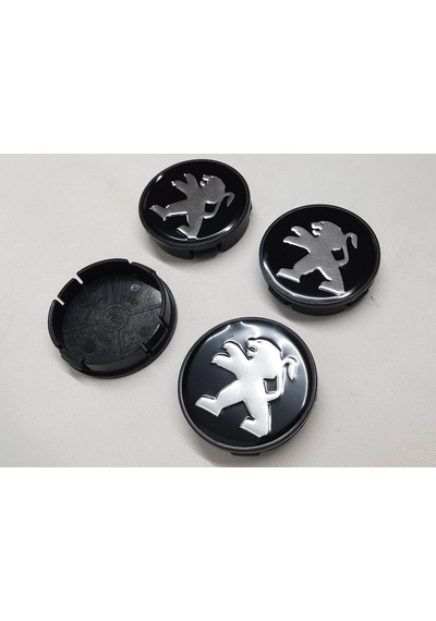 Jant Göbeği Peugeot 58/55 55Mm Yuva 4Lü Set Siyah Kabartmalı