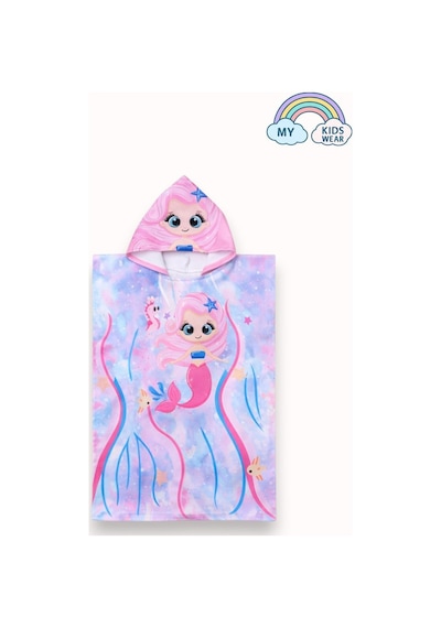 My Kids Wear Kız Çocuk Deniz Kombini 3 Lü Set Mayo, Havlu Ve Bone 12580 Beyaz - Mor