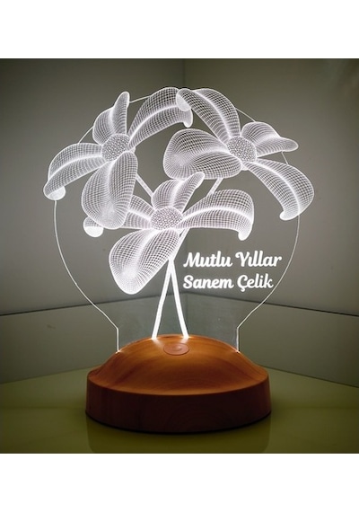 3D Led Lamba Yeni Yıl Hediyesi Çiçek Buketi Led Lamba