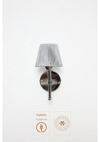 Gümüş Deri Alt Gümüş Metal Duvar Aydınlatması Kablolu Aplik Gümüş