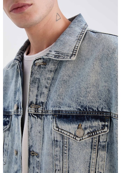Defacto %100 Pamuk Oversize Geniş Kalıp Jean Ceket E1006ax25spnm39 Mavi-nm39