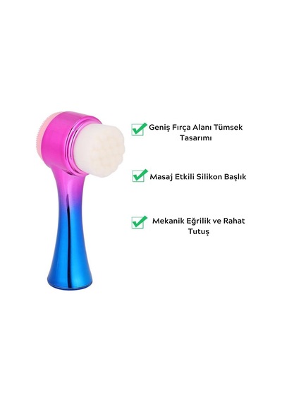 Çift İşlevli Renkli Cilt Yüz Temizleme Fırçası Peeling Masaj Etkili Gözenek Temizleyici Alet