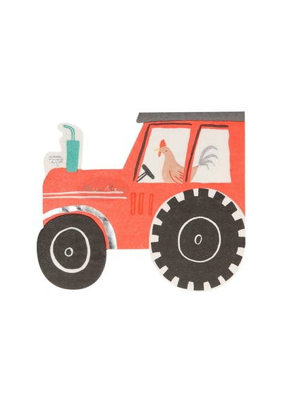 Meri Meri - On The Farm Tractor Napkins - Traktör Peçete - 16'lı