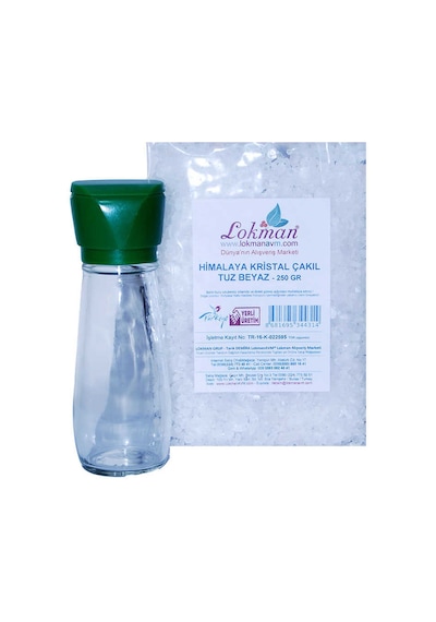 Lokman Tuz Karabiber Değirmeni Yeşil + Himalaya Çakıl Tuzu Beyaz 250 G