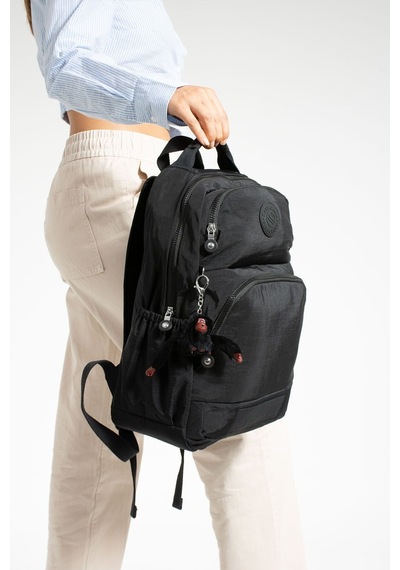 Sanmorris Unisex Suya Dayanıklı Kumaş Laptop Bölmeli 3 Gözlü Siyah Okul Seyahat Sırt Çantası 3005 Siyah