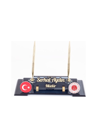 Adalet Bakanlığı Logolu Türk Bayraklı Masaüstü İsimliği