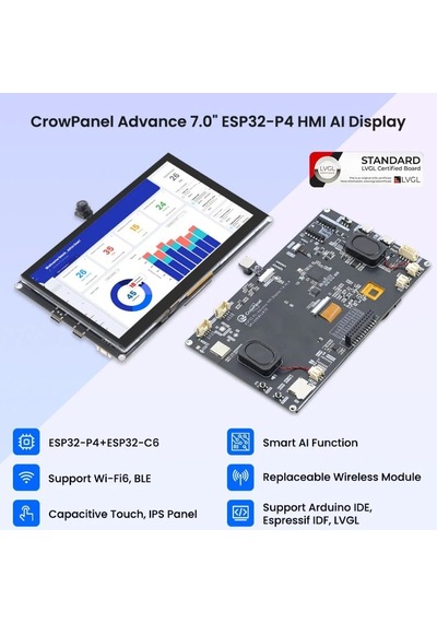 Elecrow Crowpanel Advanced 7 İnç Esp32-p4 Wifi 6 Hmı Dokunmatik Ips Ekran 1024x600