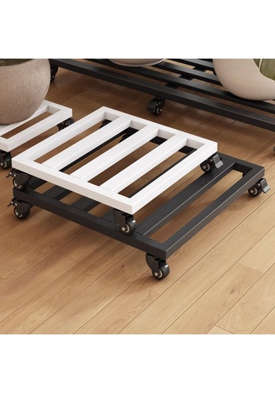 Tekerlekli Metal Bitki Standı, Büyük Çiçek Saksıları, Altlıklar Ve Akvaryumlar İçin Çıkarılabilir İç Ve Dı