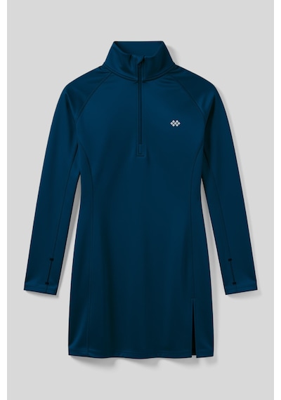 Tommylıfe İndigo Yarım Fermuarlı Dik Yaka Standart Kalıp Kadın Sporcu Tunik - 97309