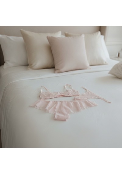 Bonbon Kadın Tül Transparan Balenli Sütyen, Checky Ve String Külotlu 3 Lü Paket Bb2618 Pembe