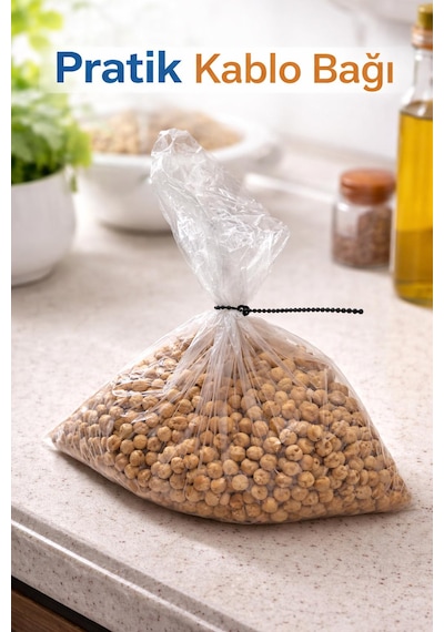 Siyah Kablo Bağı Klips Plastik Cırt Cırt Kelepçe 120 Mm 12 Cm Tekrar Kullanılabilir 250 Adet