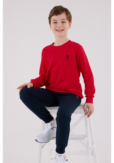 U.S. Polo Assn. Lisanslı Erkek Çocuk Alt Üst 2 Parça Eşofman Takımı Us2208 Kırmızı