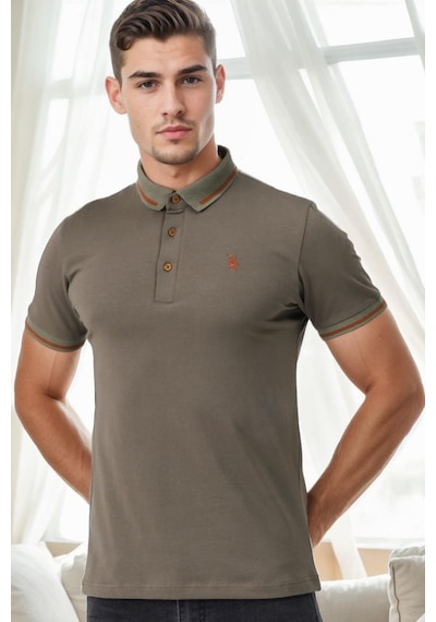 T9586 Dewberry Erkek Polo Yaka T-shırt-haki