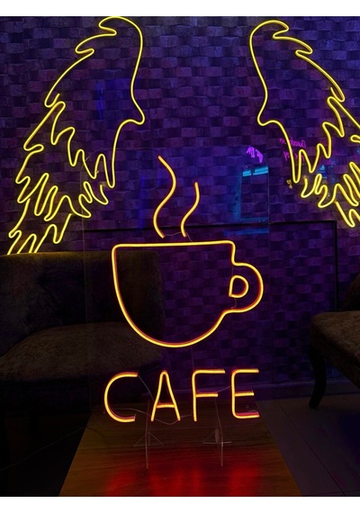 Cafe Yazılı Ve Şekilli Neon Tabela Kırmızı