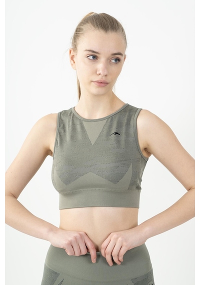 Maraton Active Slimfit Kadın Bisiklet Yaka Kolsuz Fitness Açık Haki Bra 813054-Açık Haki