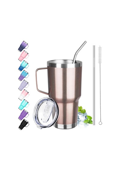 30oz Saplı Bardak, Paslanmaz Çelik Yalıtımlı Kapaklı Ve Pipetli Bardak, Çift Duvarlı Vakum Yalıtımlı Kahve Kupası Bardak, Soğuk Ve Sıcak İçin Yalıtımlı Kahve Termal Kupası Gül Altın Çok Renkli 30oz Saplı Bardak, Paslanmaz Çelik Yalıtımlı Kapaklı Ve Pipetli Bardak, Çift Duvarlı Vakum Yalıtımlı Kahve Kupası Bardak, Soğuk Ve Sıcak İçin Yalıtımlı Kahve Termal Kupası Gül Altın Çok Renkli