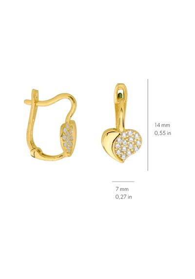 Goldkupe 14 Ayar Altın Taşlı Kalp J Küpe 2,22 Gr-2498