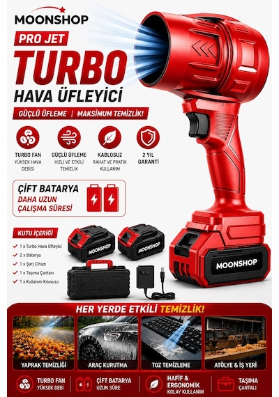 Pro Jet Turbo Hava Üfleyici Fan Yaprak Üfleme Araba Cam Su Lekeleri Kurulama Fanı