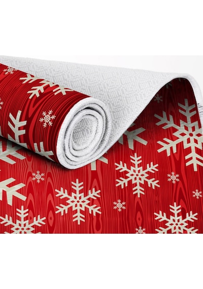 Dekoreko Inci Christmas Halı Saçaksız Chr-11 Kırmızı