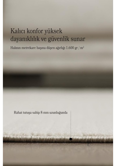 Bej Yumuşak Dokulu Jüt Taban Halı Kilim Salon Mutfak Koridor Yolluk Dokuma 9mm Antialerjik Beıge