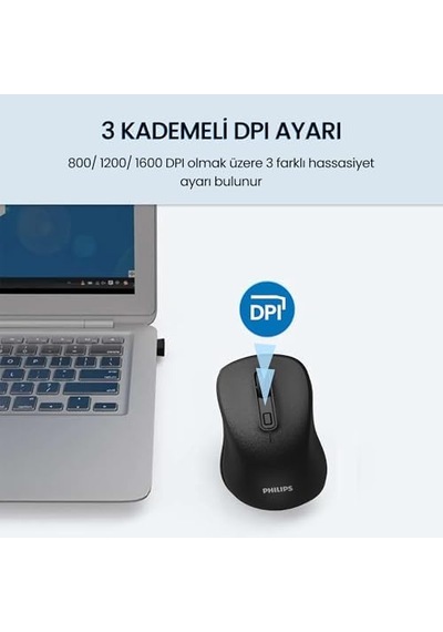 Spk7538 Kablosuz Bluetooth 1600dpı 5 Tuşlu Optik Mouse Siyah