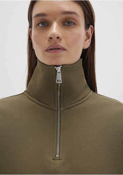 Mavi - Yarı Fermuarlı Haki Sweatshirt 1s10391-71589 Yeşil