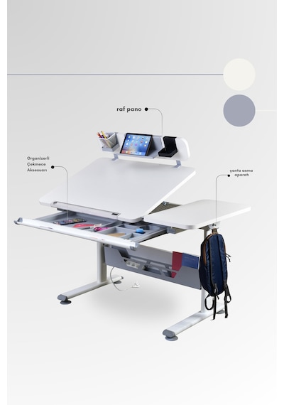 Vega Standart Yükseklik Ve Eğim Ayarlı, Çekmeceli Bilgisayar Masası, Ofis Ve Çalışma Masası Gri Gri Vega Standart Yükseklik Ve Eğim Ayarlı, Çekmeceli Bilgisayar Masası, Ofis Ve Çalışma Masası Gri Gri