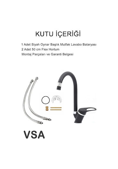 Mat Siyah Mutfak Lavabo Bataryası 360 Derece Oynar Perlatörlü Musluk Siyah