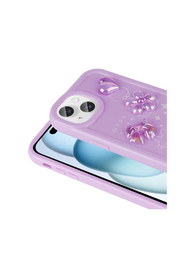 Apple Uyumlu iPhone 14 Plus Kılıf Kabartma Figürlü Parlak Zore Toys Silikon Kapak Light Green
