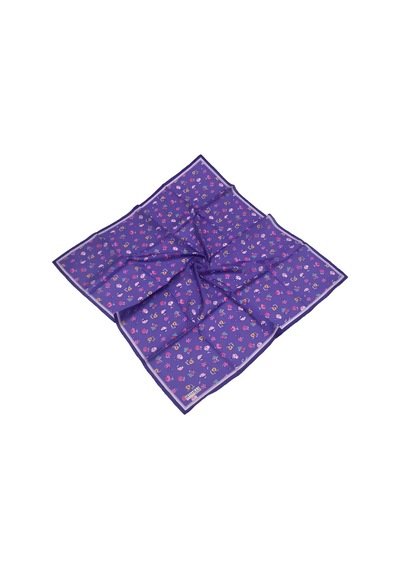 Mim Eşarp Mısırlı Eşarpları Silky Cocoon Sport Twill Çiçek Desenli Eşarp Mor