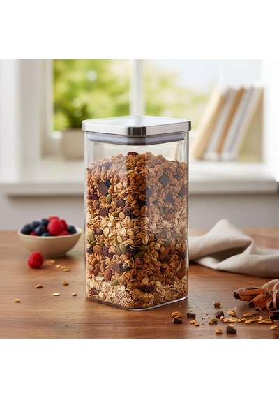Balsa 1400ml Sızdırmaz Vakumlu Metal Kapaklı Borosilikat Cam Kavanoz Hava Geçirmez & Dayanıklı Gıda Saklama Kabı 10cm X 21cm 7009
