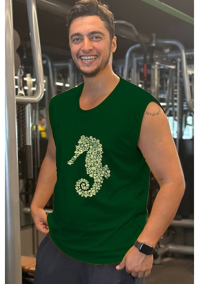 Bluu Kolsuz Spor T-shirt Tank Top Spor Atlet Fitness Atlet