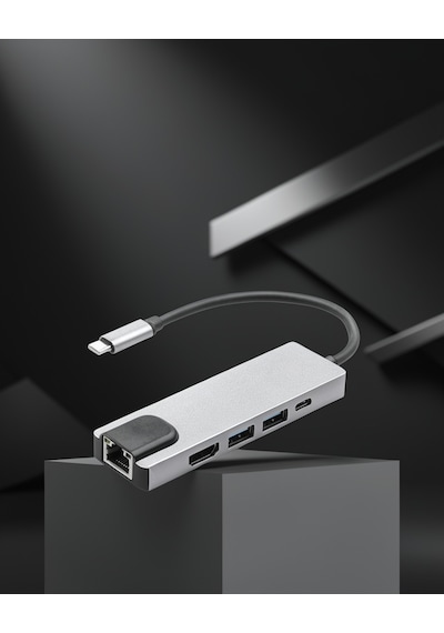 Apple Uyumlu MacBook Usb-c Hub Alüminyum Kasa 4k Hdmı Usb 3.0 Sd Tf