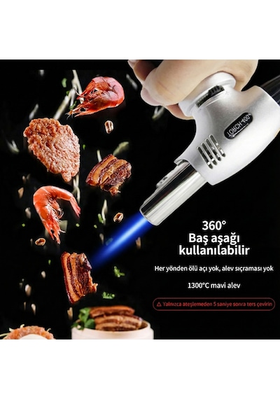 Goldorion Or-400 Gazlı Torch Pürmüz Çakmak - Mangal Ve Pasta Yakma Tabancası Gri