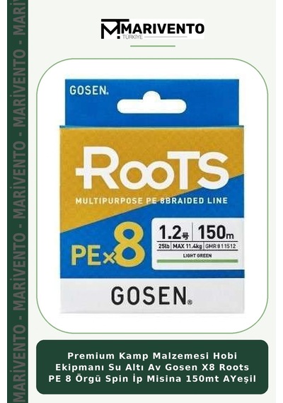 Premium Hobi Ekipmanı Predatör Avı Gosen X8 Roots Pe 8 Örgü Spin İp Misina 150mt Ayeşil 1.5 PE