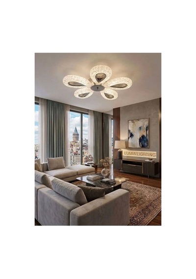 LumiaLighting Damla Model 5"li Gümüş Kumandalı 3 Renk Modu Ledli Modern Plafonyer Salon Mutfak Çocuk Yatak Odası Led Avize