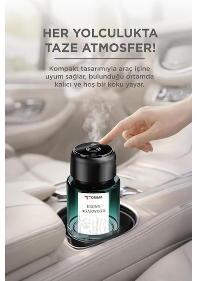 Torima Tcf-02 Araç İçi Aroma Difüzörü Lazerli Akıllı Sensör Şarjlı Ebony Agarwood Esanslı Araba Kokusu