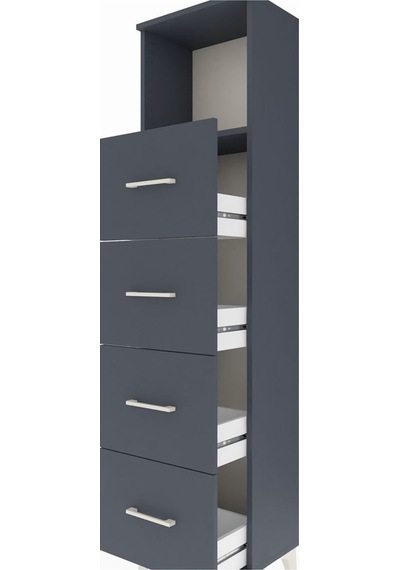 Arges Dolap Tek Raflı 4 Çekmeceli 44x30x182 Antrasit-antrasit Antrasit