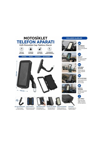 Resistant Bike Motorsiklet Telefon Tutucu 5.5 İnç - 6.2 İnç 5468