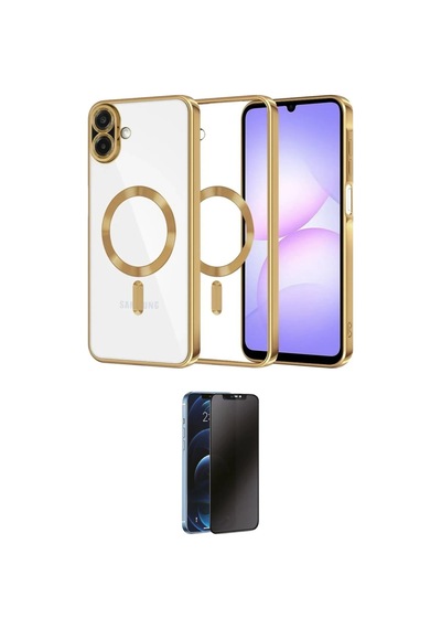 Cep Samsung Uyumlu Galaxy A07 4g Kılıf Nova Işık Özel Seri İkili Koruma Seti Najmaddin Titan Gri