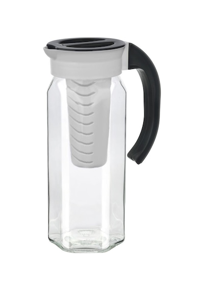 Kapaklı Sügeçli Cam  Su Şişesi 1500 Ml.cam Sürahi Siyah Lacivert