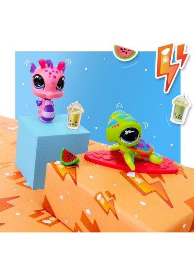 Littlest Pet Shop Beach Bites Pet Pair Seri 4 Kaplumbağa Denizatı Figür Seti Aksesuarlı Mini Lps 4+