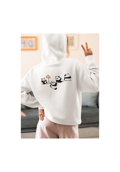 Stil X Sevimli Pandalar Baskılı Kadın Sweatshirt Beyaz-7