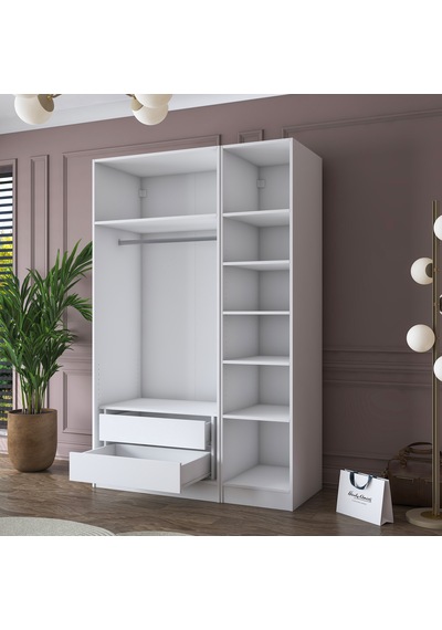 Rani Ba155 Gardırop Elbise Dolabı 3 Kapaklı 2 Çekmeceli 7 Raflı Askılı Modüler Dolap Beyaz Rani Ba155 Gardırop Elbise Dolabı 3 Kapaklı 2 Çekmeceli 7 Raflı Askılı Modüler Dolap Beyaz