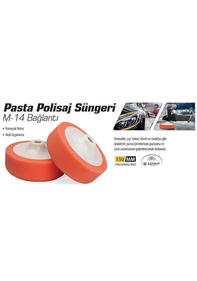 Meşem Pasta Polisaj Süngeri M-14 Bağlantı 2 Adet