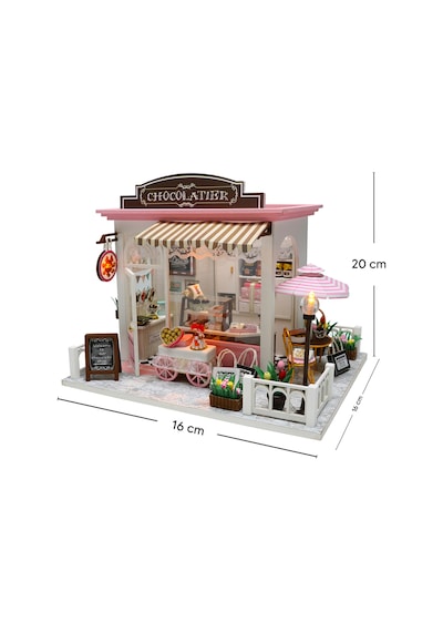 Düşler Çikolatası 3d Puzzle Ahşap Minyatür Maket Kiti Dıy Kendin Yap Led Işıklandırmalı Maket Ev